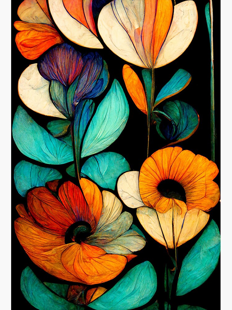 Fleurs en peinture sur verre