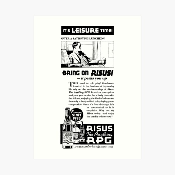 Risus The Anything RPG - 1930s Advertisement Art Print