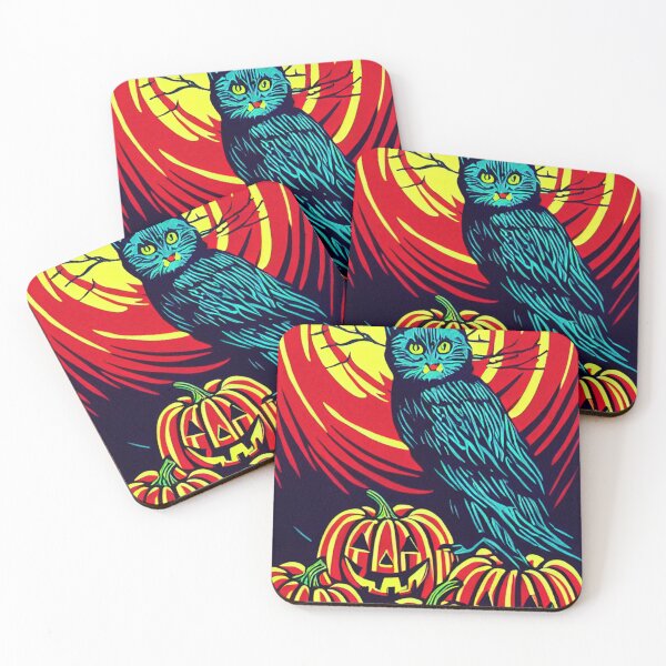 Artikelvorschau, Linoldruck einer Halloween-Vogel-Katze entworfen und verkauft von Giancarlowade3.