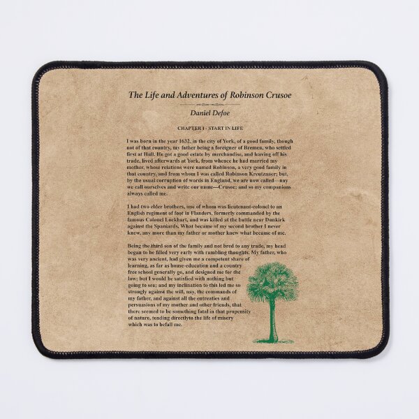 Item preview, Robinson Crusoe opening lines & illustration designed and sold by ThatsNovelGifts.