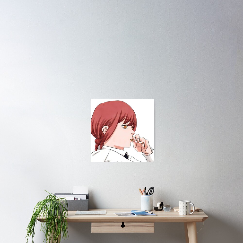 Makima Smoking Manga Chainsaw Man Poster For Sale By Aestheticanime Redbubble