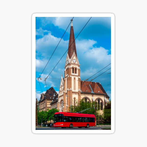 Aperçu de l'œuvre Trolleybus Solaris sur le fond de l'église. créée et vendue par ChernivtsiSkoda.