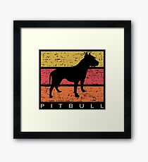Pit Bull Terrier Retro Vintage Design Distressed Framed Print