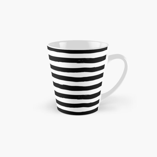 Simple modern black white hand painted stripes dots pattern Coffee Mug by  Pink Water