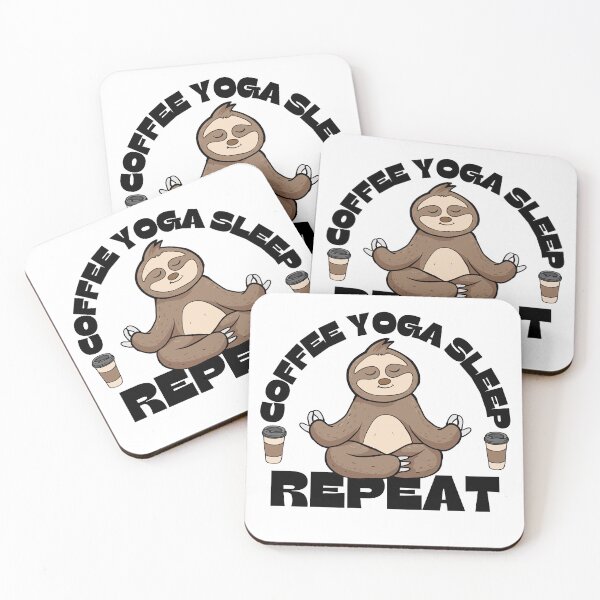 Item preview, Coffee yoga sleep repeat funny yoga sloth designed and sold by reka88.