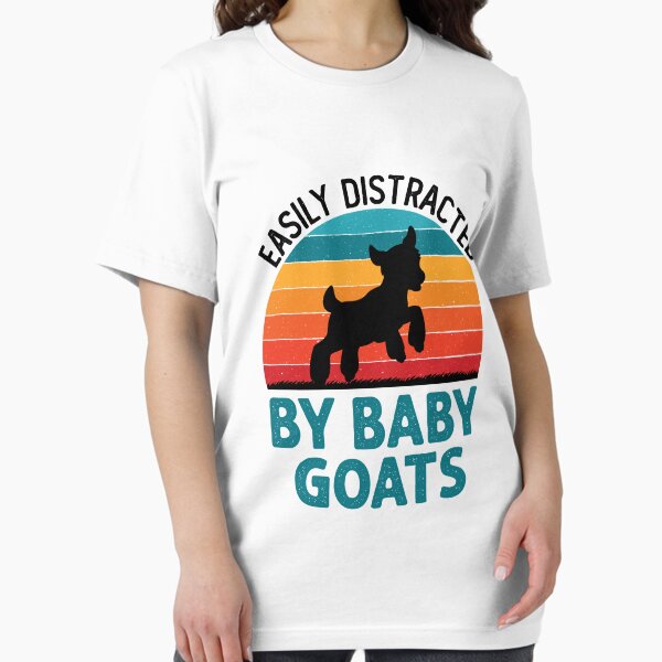 Vista previa del artículo con la obra «Se distrae fácilmente con las cabras bebé Lindo granjero de cabras», diseñado y vendido por jaygo.