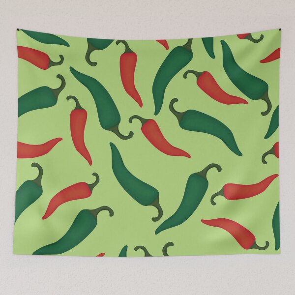 Item preview, Red and Green Chili Peppers on Green Background designed and sold by pugmom4.