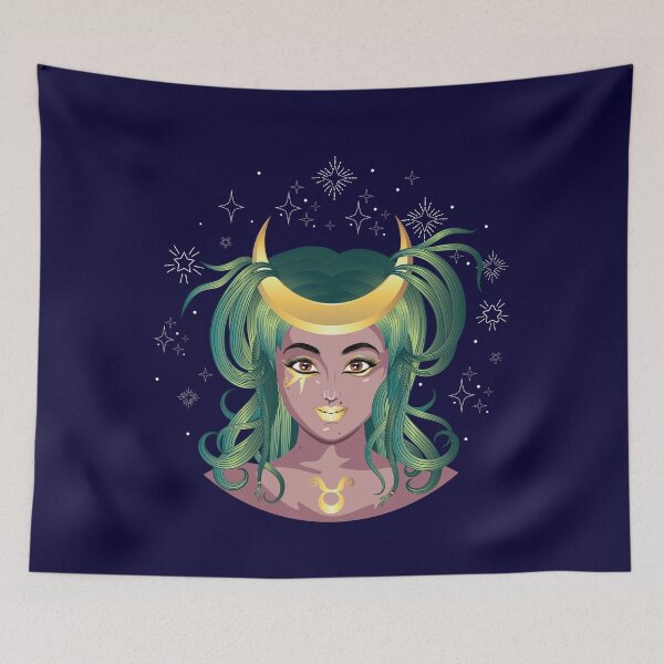 Item preview, Taurus girl with crescent moon crown designed and sold by AnnArtshock.