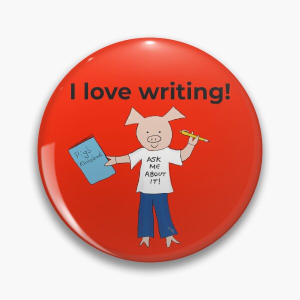 Item preview, I love writing! Left handed writer.  Introverts in orange, writing designed and sold by PiggingJapan.