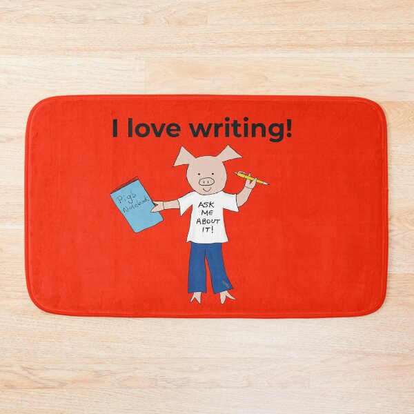 Item preview, I love writing! Left handed writer.  Introverts in orange, writing designed and sold by PiggingJapan.