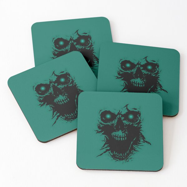 Item preview, Skull screaming burning human skeleton teal decay death designed and sold by IMNIUM.