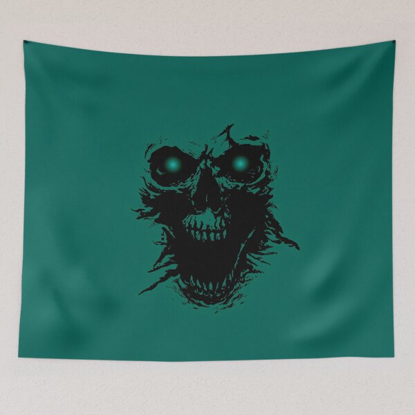 Item preview, Skull screaming burning human skeleton teal decay death designed and sold by IMNIUM.