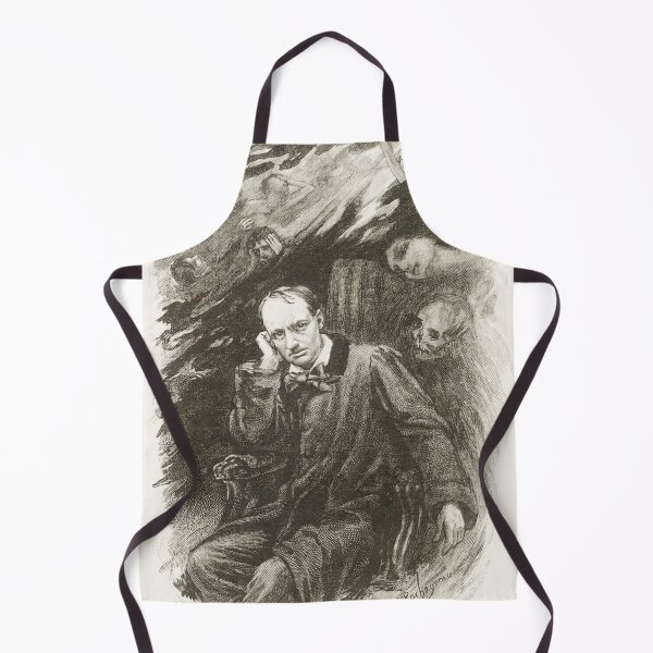 Item preview, Wood engraved portrait of Baudelaire surrounded by ghosts; frontispiece to Les Fleurs du mal. illustrated by Georges-Antoine Rochegrosse and Eugène Decisy. designed and sold by Vintage Designs +.