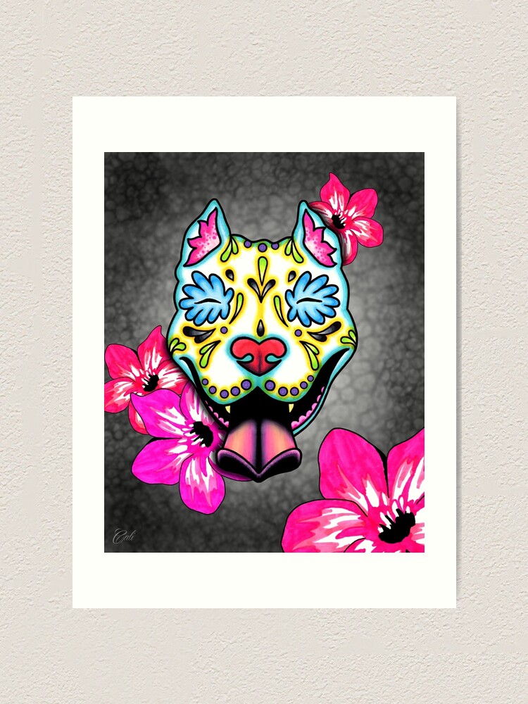 Slobbering Pit Bull - Day Of The Dead Sugar Skull Pitbull Slobbering Pit Bull - Day Of The Dead Sugar Skull Pitbull