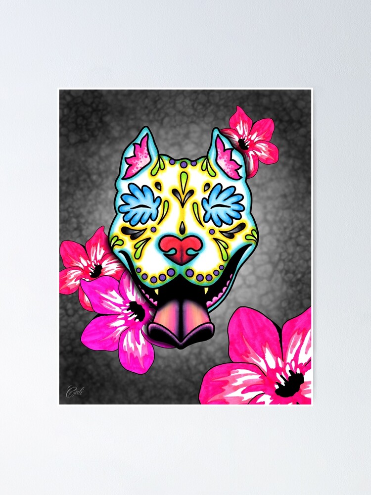 Slobbering Pit Bull - Day Of The Dead Sugar Skull Pitbull Slobbering Pit Bull - Day Of The Dead Sugar Skull Pitbull