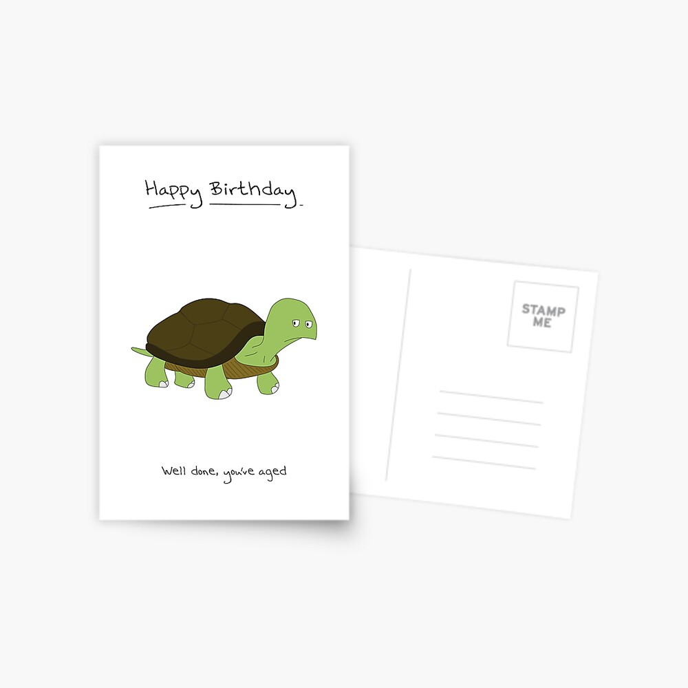 Carte Postale Joyeux Anniversaire Carte Tortue Par Maxhornewood Redbubble