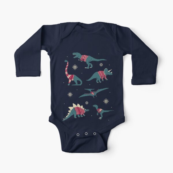Dinos In Sweaters Long Sleeve Baby One-Piece