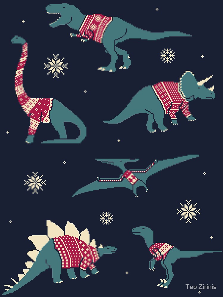 Thumbnail 2 of 2, Baby T-Shirt, Dinos In Sweaters designed and sold by theodorezirinis.