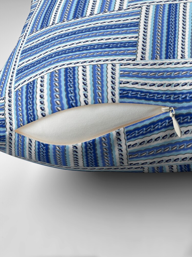 Thumbnail 2 of 4, Pillow, BLUE CHECK MADE WITH BLUE AND WHITE STRIPES COUNTRY ACCENTS PATTERN - BY OZCUSHIONSTOO designed and sold by ozcushionstoo.
