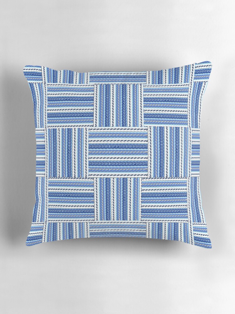 Thumbnail 3 of 4, Pillow, BLUE CHECK MADE WITH BLUE AND WHITE STRIPES COUNTRY ACCENTS PATTERN - BY OZCUSHIONSTOO designed and sold by ozcushionstoo.