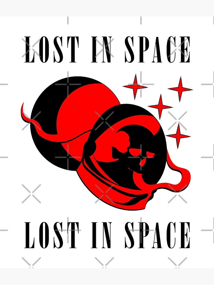 "Lost in Space red horror astronaut skull in space illustration