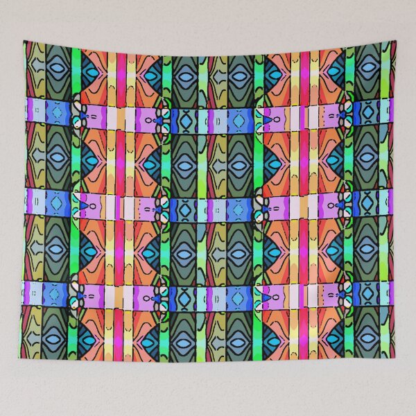 Item preview, CORAL GREEN YELLOW 1980'S INSPIRED RETRO STRIPE ABSTRACT PATTERN FOR SUMMER DECOR AND CLOTHING designed and sold by ozcushionstoo.