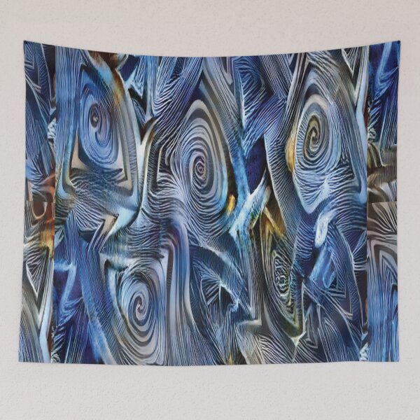 Item preview, Trippy Warped Triangles Blue Abstract Tribal Pattern designed and sold by ittybittyowl.