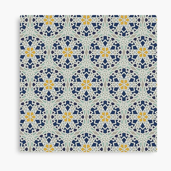 Islamic Geo 9 Blue Yellow Canvas Print