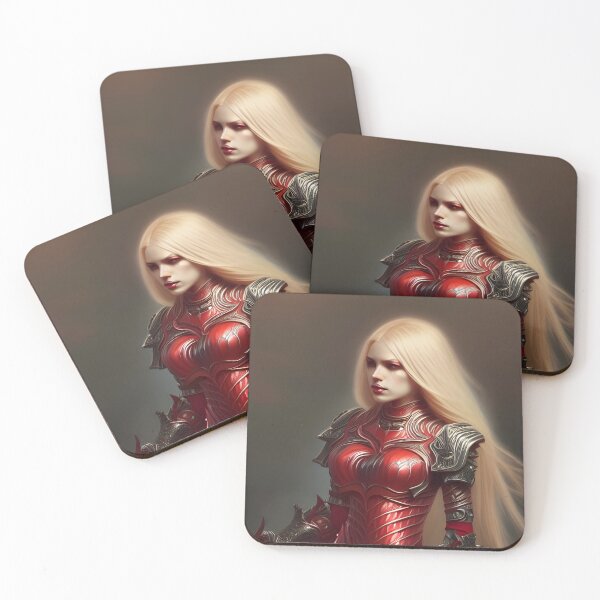 Item preview, Sexy Blonde Vampire Warrior Knight Red Armor Seductress Dark Artwork designed and sold by Eliteijr.