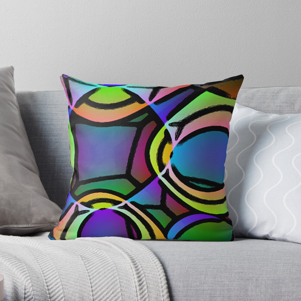 BIG BRIGHT MUTICOLOR NEON ABSTRACT POP ART STYLE PATTERN FOR HOME DECOR AND CLOTHING Throw Pillow