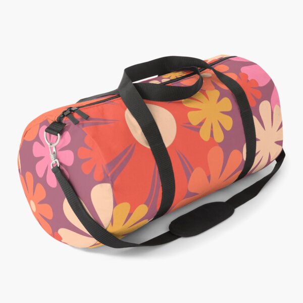 Item preview, Retro Flowers 60s 70s Aesthetic Floral Pattern Orange Pink Purple and Mustard  designed and sold by kierkegaard.