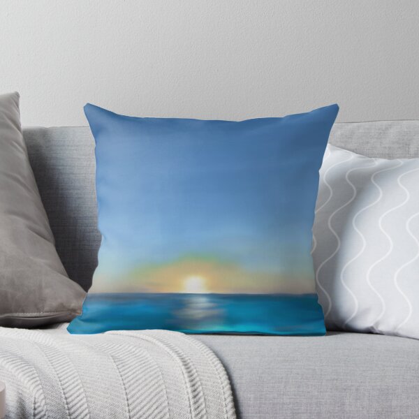 Beach Ocean Sunset Spiritual Picture by MystiqueArt by Val Throw Pillow