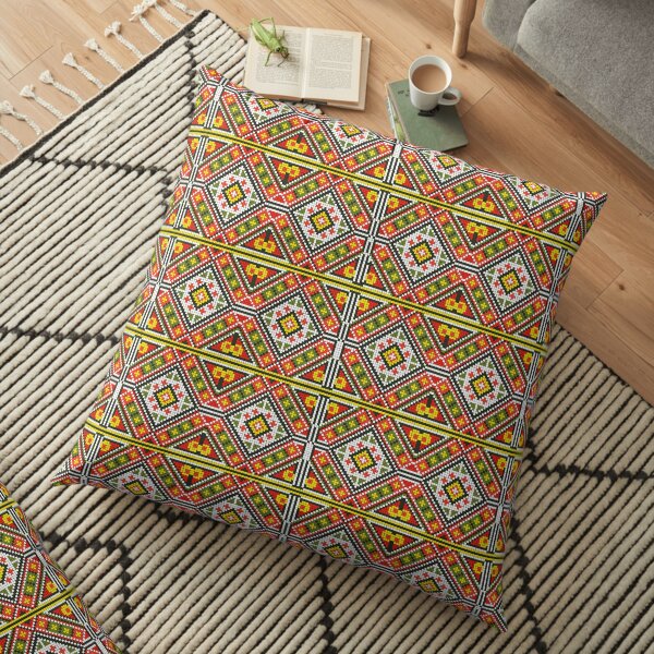 Palestinian Embroidery Pattern 3 Floor Pillow