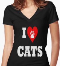 I love cats Women's Fitted V-Neck T-Shirt