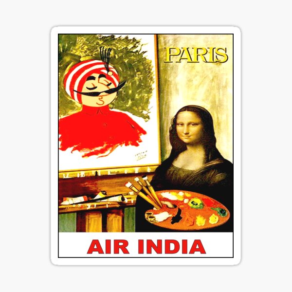 Louis Vuitton Airline Label Postcard stickers- AIR INDIA INTERNATIONAL