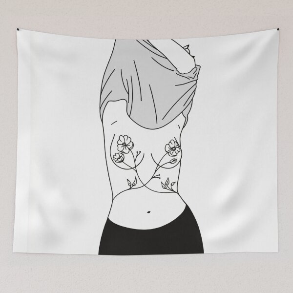 Item preview, Line Art sexy Woman Nude - Flower Tatto Poster designed and sold by aikon8821.