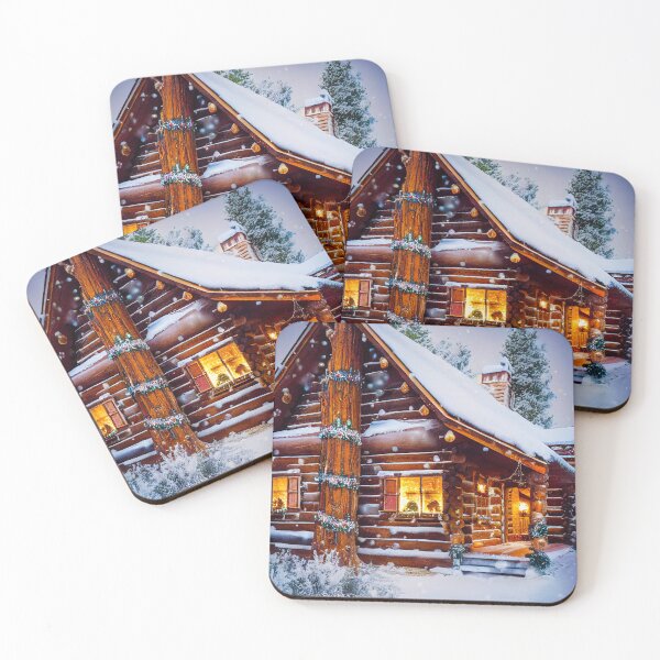 Item preview, A Log Cabin Decorated for Christmas designed and sold by Mika Hutton.