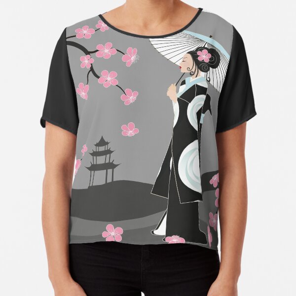 Geisha unter Kirschblüten Chiffon Top
