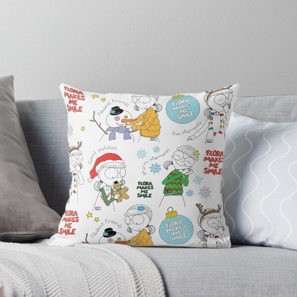 FLORA MAKES ME SMILE - HOLIDAY SEASON Throw Pillow