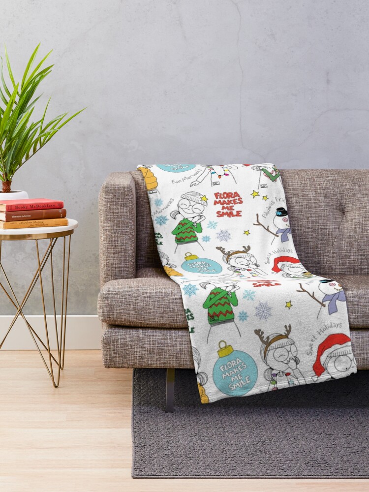 Thumbnail 2 of 6, Throw Blanket, FLORA MAKES ME SMILE - HOLIDAY SEASON designed and sold by ThePencilCircle.