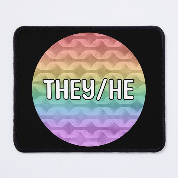 Item preview, They/He Rainbow Pronouns designed and sold by Mickey Kyan.