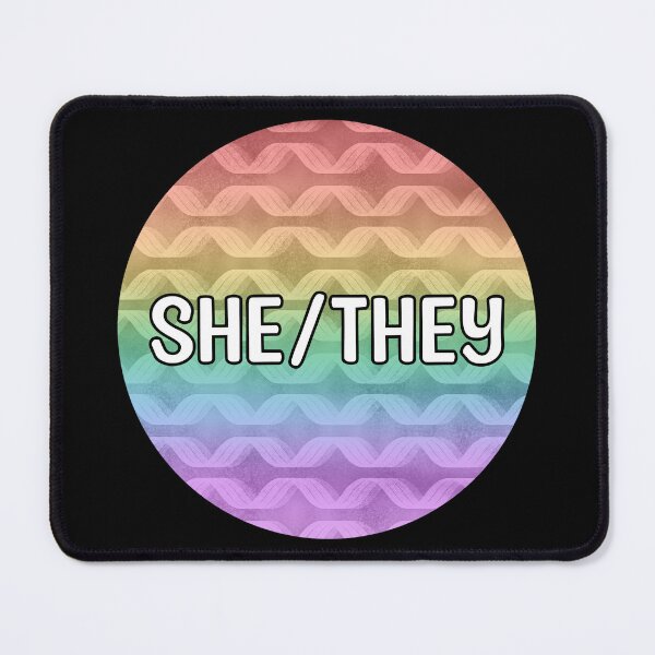 Item preview, She/They Rainbow Pronouns designed and sold by Mickey Kyan.