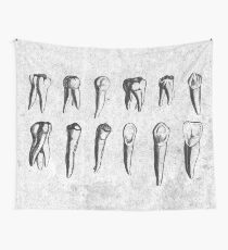 Teeth! - Dental Theme Vintage Engraving in Grey, Black and White Wall Tapestry