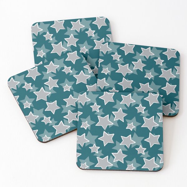 Item preview, Patrón de estrellas brillantes: estrellas grises sobre un fondo verde azulado designed and sold by gjsart.