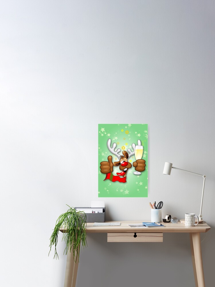 Reindeer Drunk Funny Christmas Character | Poster