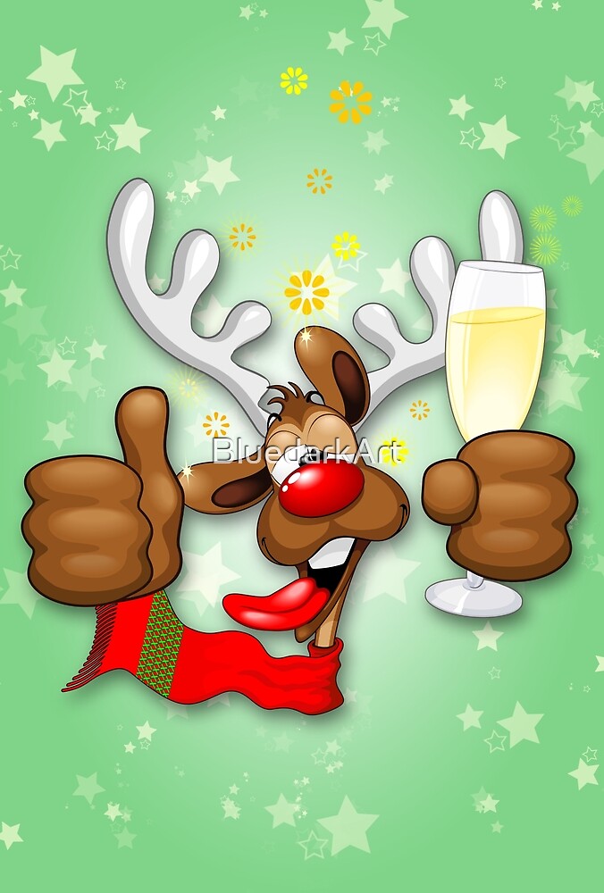 Reindeer Drunk Funny Christmas Character by BluedarkArt