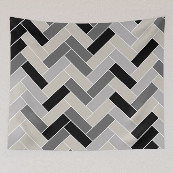 Aperçu de l'œuvre Gray Tan Black Gray Herringbone Pattern Pairs Valspar 2023 COTY Villa Grey 6005-1B créée et vendue par ColorOfTheYears.