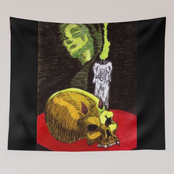 Item preview, By Candlelight - Vampire Skull with candle illustration, Halloween Skull, Dark, Creepy, Gothic Artwork designed and sold by galavantmedia74.