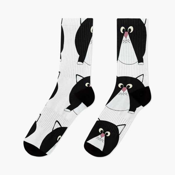Item preview, A cartoonish round black-and-white cat with whiskers I designed and sold by BrachiaST.