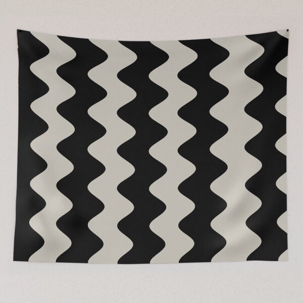 Aperçu de l'œuvre Gray Tan Black Wavy Vertical Rippled Stripe Pattern Pairs Valspar 2023 COTY Villa Grey 6005-1B créée et vendue par ColorOfTheYears.